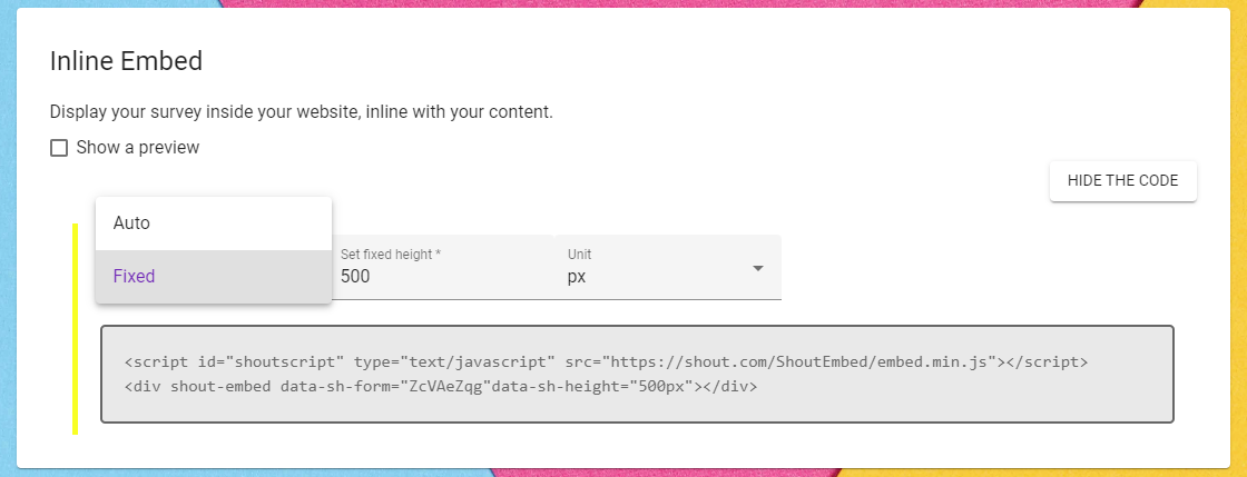 Set Display Height For Embed Forms