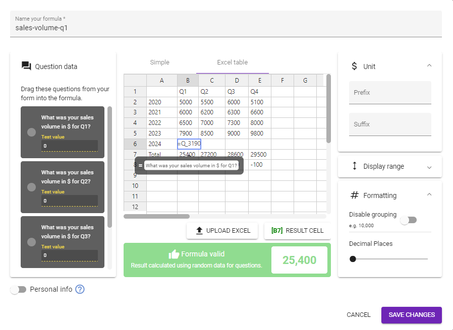 Map Calculator Questions To Excel Spreadsheets