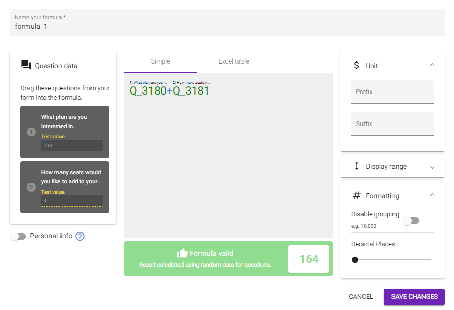 Simple Formula Builder