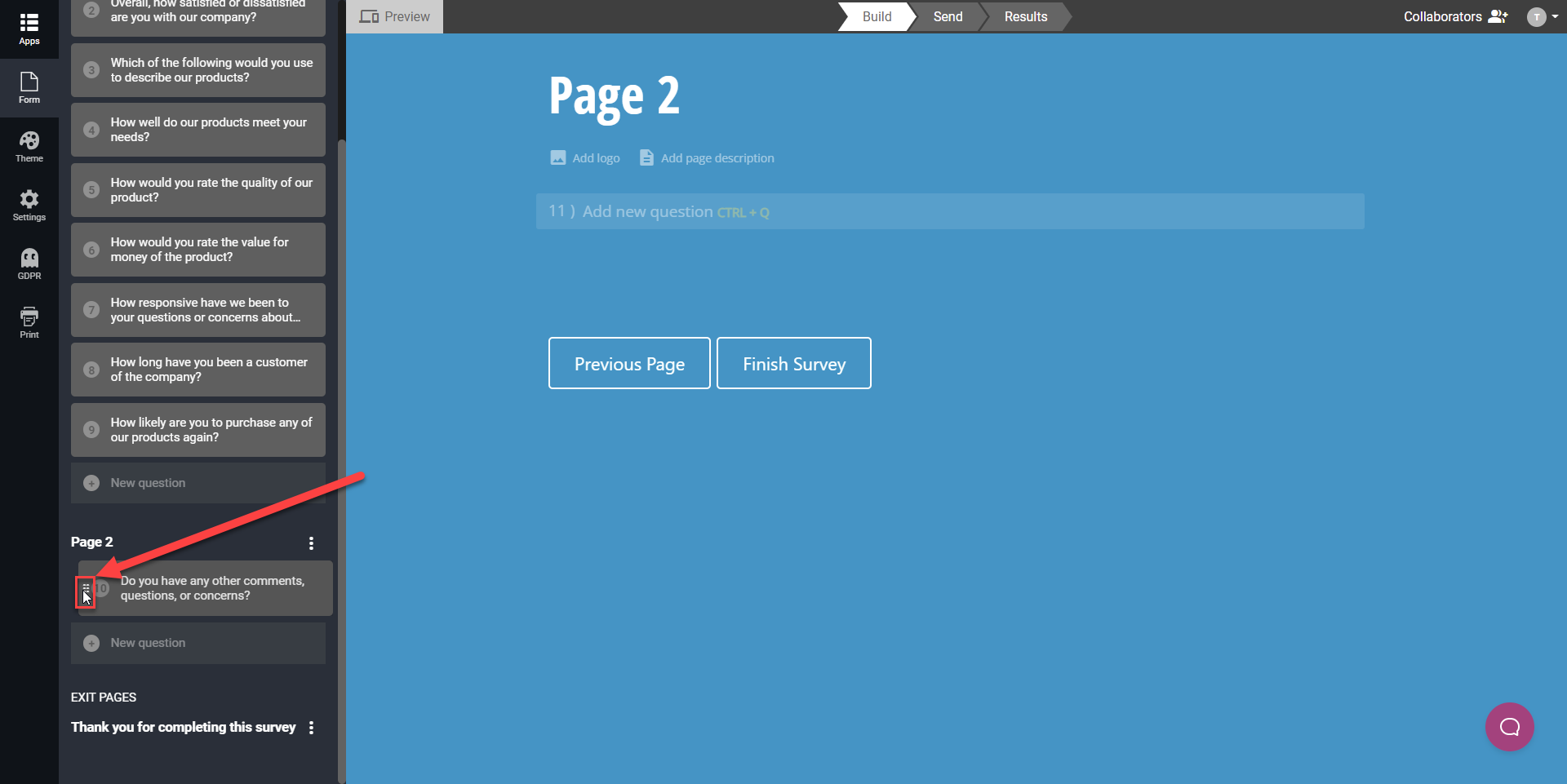 Move Questions To Another Page