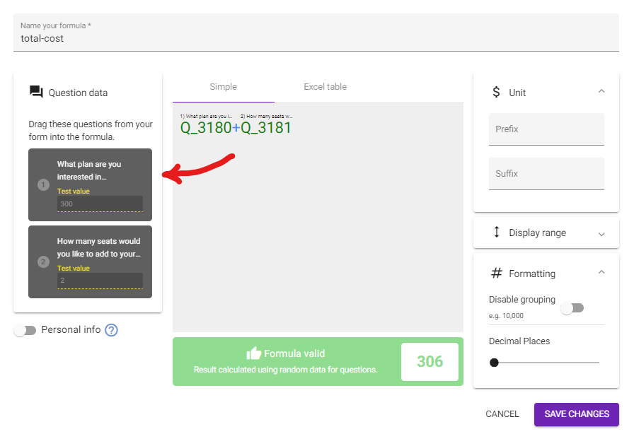 Drag And Drop Formula Creator