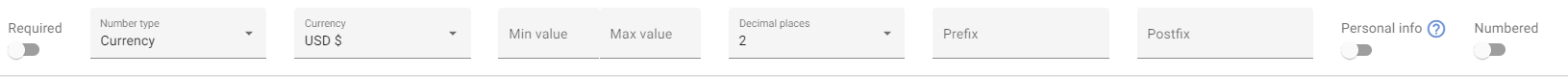 Money/ Currency Question Settings